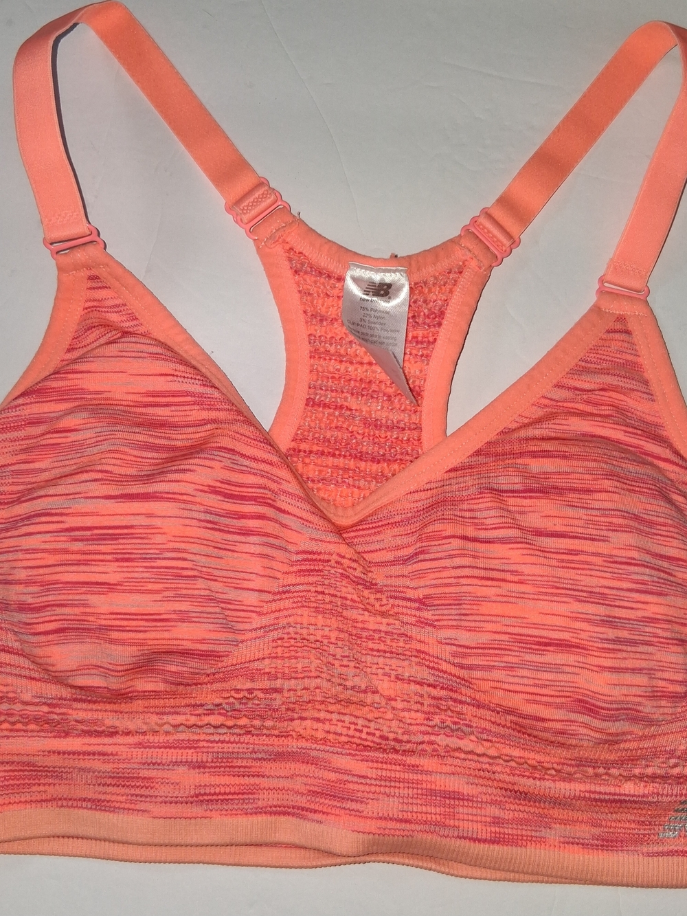 New Balance Coral-Peach Seamless Racerback Sports Bra